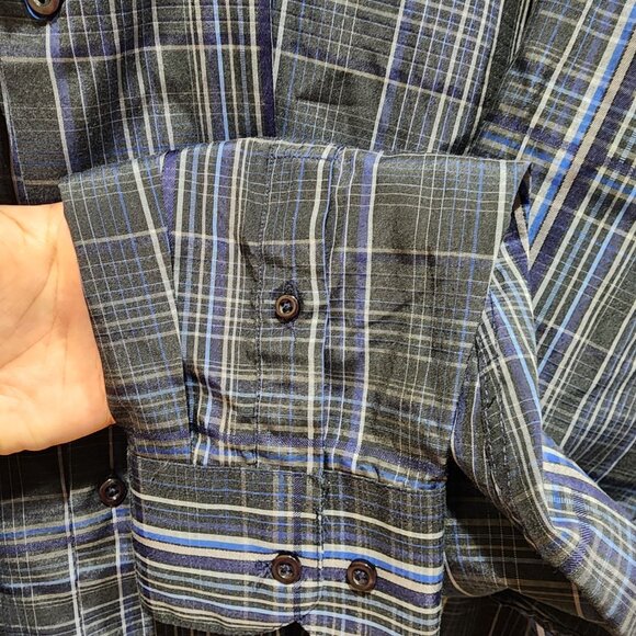 Britches Plaid Button-Up Shirt Men’s XLT Blue Gray Long Sleeve Casual Cotton - Picture 7 of 11